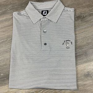 FootJoy FJ Polo Shirt Mens Large‎ Light Gray Striped Performance Golf Shirt